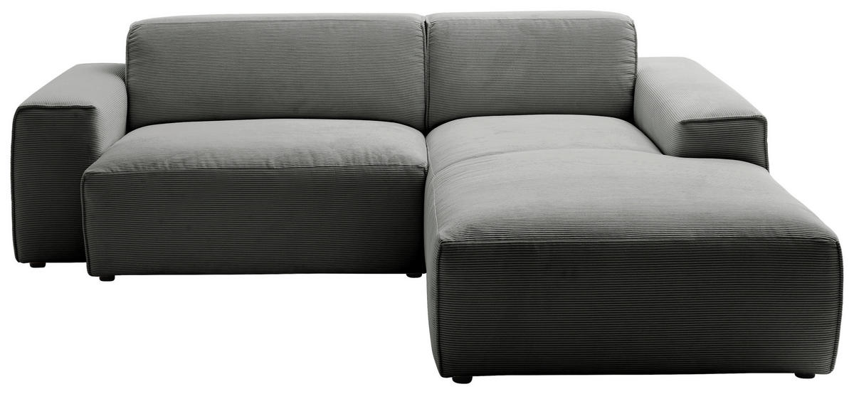 ECKSOFA in Cord Anthrazit  - Anthrazit/Schwarz, Design, Kunststoff/Textil (230/189cm) - Pure Home Lifestyle