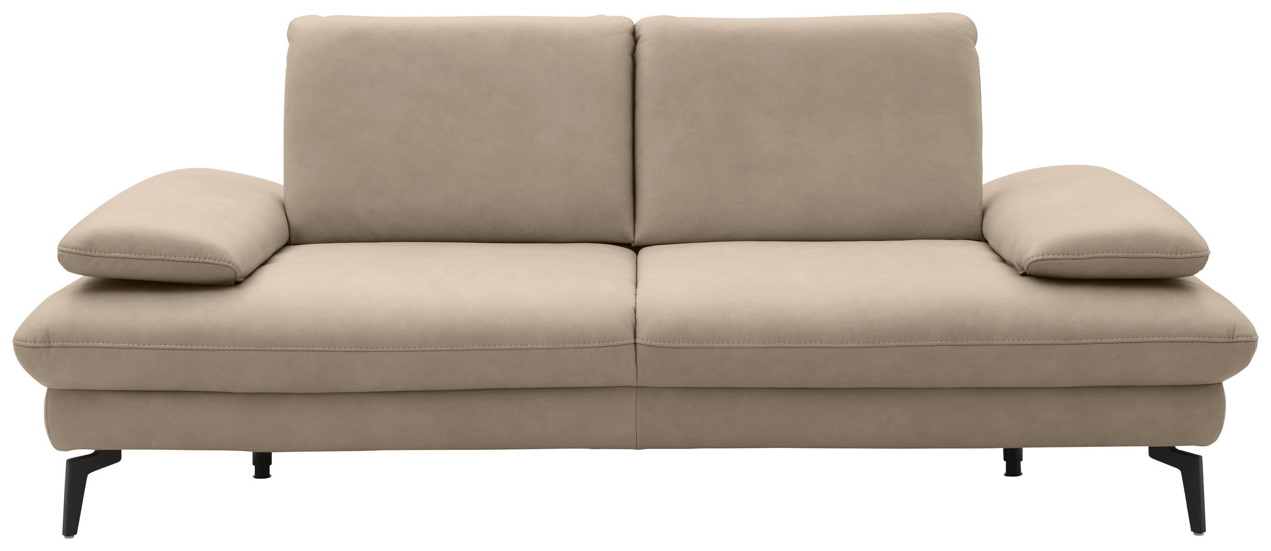 2,5-SITZER Beige Echtleder  - Beige/Schwarz, Design, Leder/Metall (212/86/94cm) - Dieter Knoll