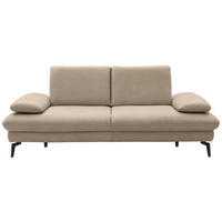 2,5-SITZER in Echtleder Beige  - Beige/Schwarz, Design, Leder/Metall (212/86/94cm) - Dieter Knoll