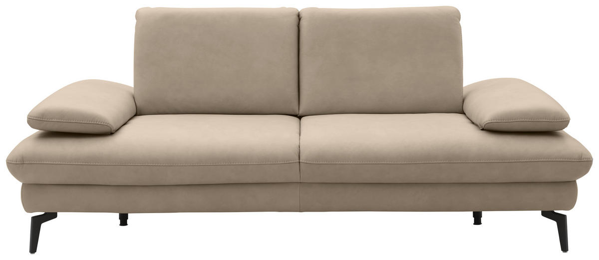 2,5-SITZER in Echtleder Beige  - Beige/Schwarz, Design, Leder/Metall (212/86/94cm) - Dieter Knoll