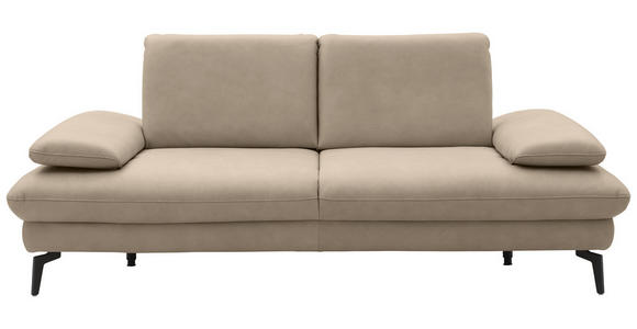 2,5-SITZER in Leder Beige - Beige/Schwarz, Design, Leder/Metall (212/86/94cm) - Dieter Knoll