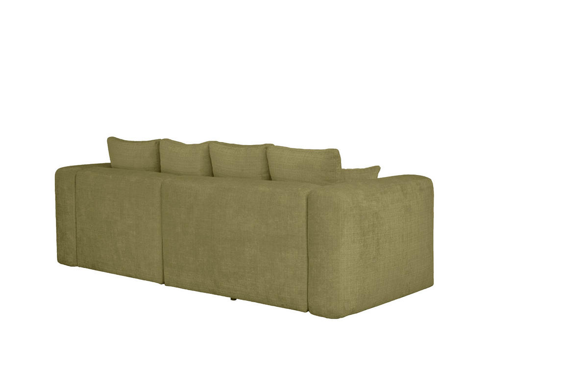 ECKSOFA Olivgrün Chenille Zierkissen, Rückenkissen, Rücken echt  - Schwarz/Olivgrün, MODERN, Kunststoff/Textil (276/188cm) - Milino
