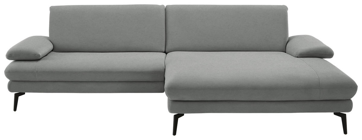 ECKSOFA Chenille, Flachgewebe Grau  - Schwarz/Grau, Design, Textil/Metall (284/180cm) - Dieter Knoll