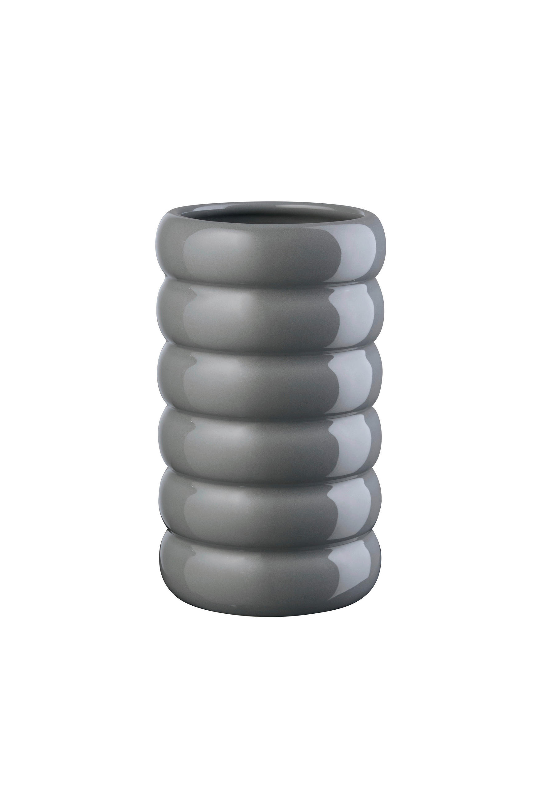 VASE loopy 21 cm  - Grau Hochglanz, Basics, Keramik (10/21cm) - ASA