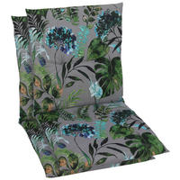 SESSELAUFLAGENSET in Anthrazit, Grün Blätter  - Anthrazit/Grün, Basics, Textil (48/5/98cm)