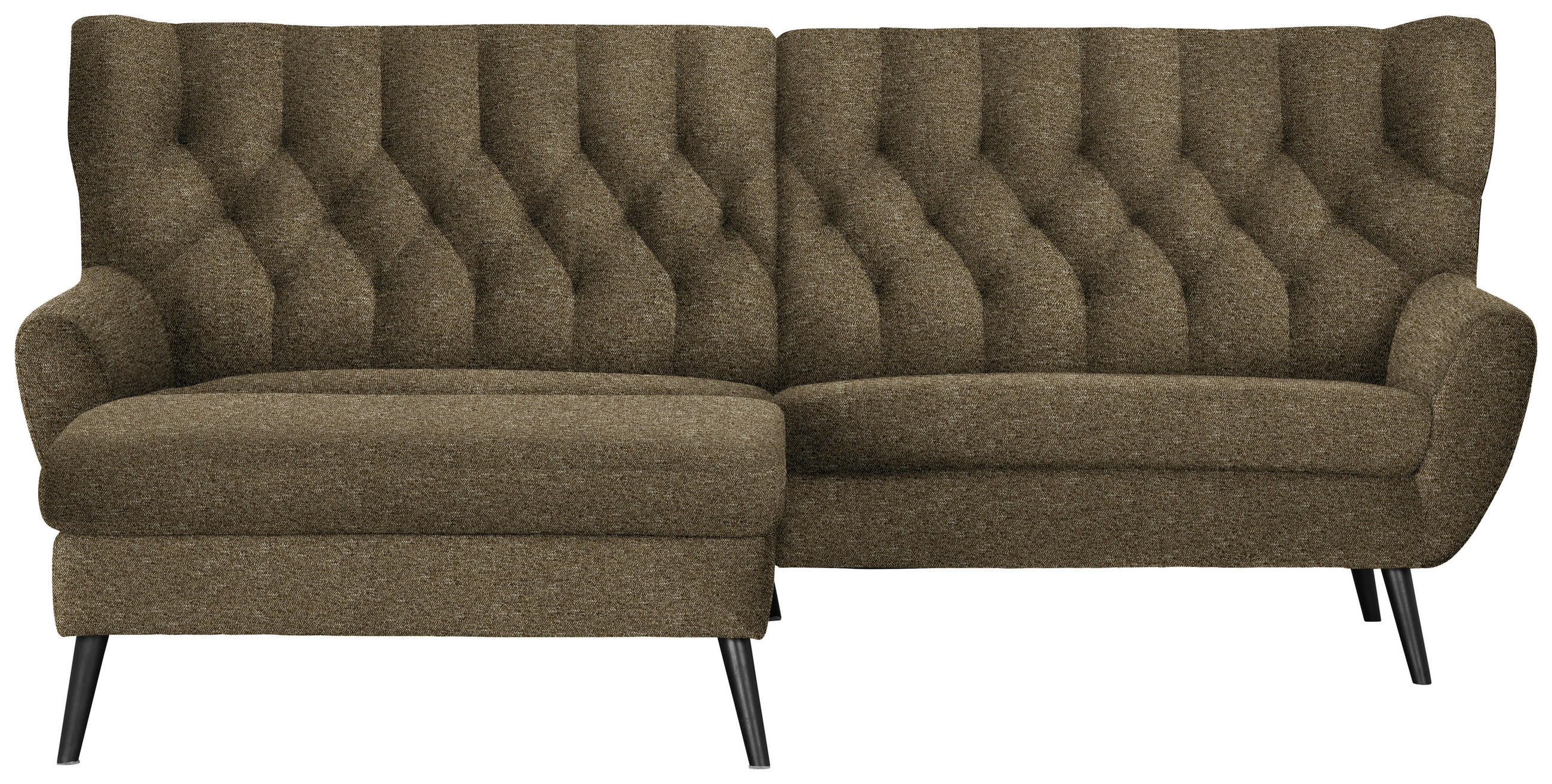 ECKSOFA Webstoff Olivgrün  - Schwarz/Olivgrün, Design, Holz/Textil (165/237cm) - Stylife