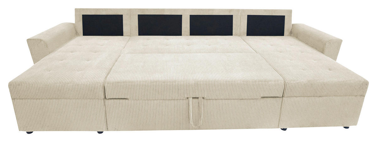 WOHNLANDSCHAFT in Cord Beige  - Beige/Schwarz, Design, Kunststoff/Textil (155/294/155cm) - MID.YOU