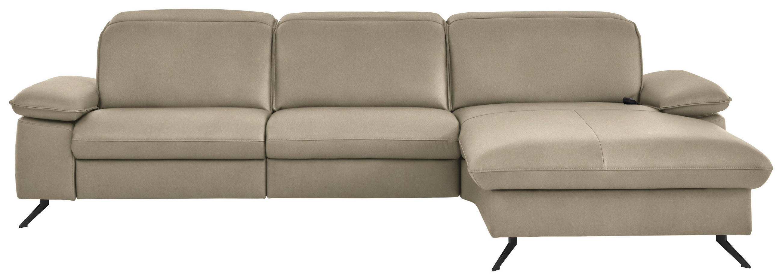 ECKSOFA  Echtleder Sandfarben  - Sandfarben/Schwarz, Design, Leder/Metall (307/169cm) - Beldomo Premium