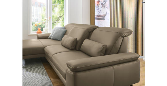 ECKSOFA in Echtleder Hellbraun  - Hellbraun/Schwarz, Design, Leder/Metall (193/332cm) - Dieter Knoll