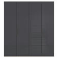 DREHTÜRENSCHRANK 201/235/61 cm,  in Graphitfarben, 4-türig  - Graphitfarben, Basics, Glas/Holzwerkstoff (201/235/61cm) - Novel