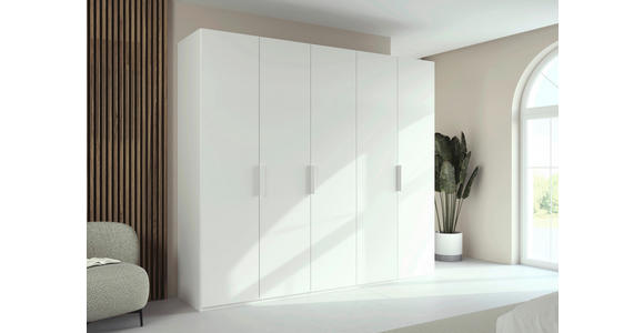 DREHTÜRENSCHRANK 251/223/61 cm,  in Weiß, 5-türig  - Weiß, Basics, Holzwerkstoff/Metall (251/223/61cm) - Novel