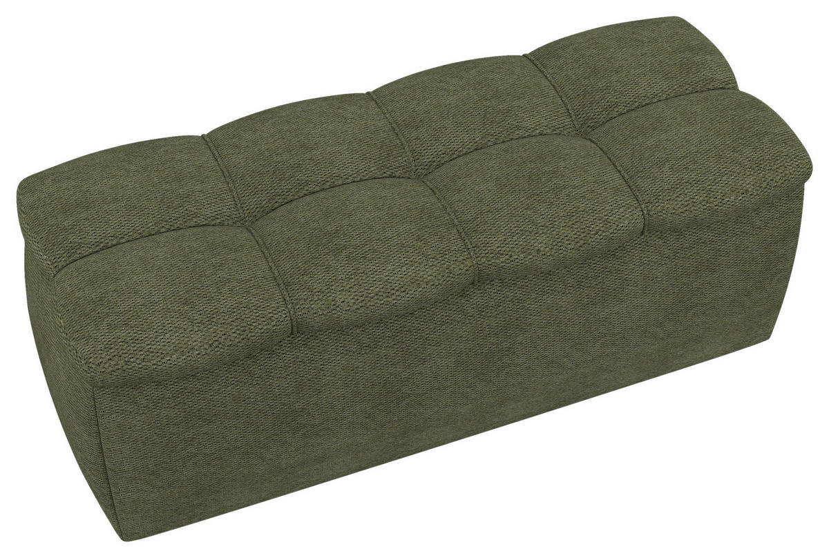 BETTBANK Bouclé Olivgrün  - Schwarz/Olivgrün, Basics, Kunststoff/Textil (141/50/40cm) - Chameo
