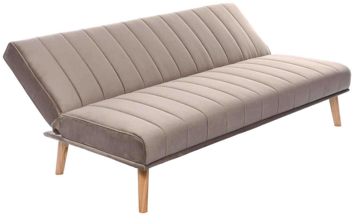 SCHLAFSOFA Samt Grau  - Naturfarben/Grau, Design, Holz/Textil (180/81/86cm) - P & B