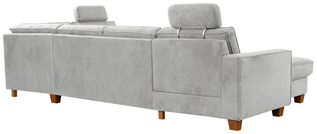 WOHNLANDSCHAFT in Flachgewebe Silberfarben  - Eichefarben/Silberfarben, Konventionell, Holz/Textil (161/309/213cm) - Sit & More