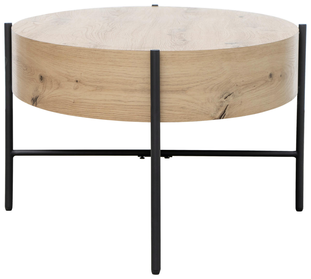 COUCHTISCH 120/60/38 cm oval Schwarz, Eichefarben  - Eichefarben/Schwarz, Design, Holzwerkstoff/Metall (120/60/38cm) - Carryhome