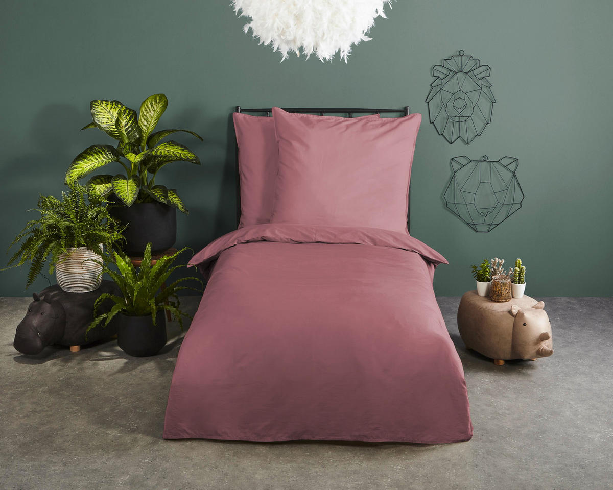 BETTWÄSCHE Uni Dusty Pink Satin 135/200 cm  - Altrosa, Basics, Textil (135/200cm)