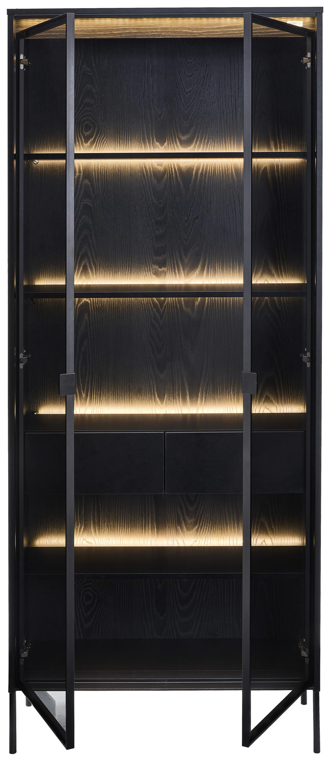 VITRINE in Schwarz  - Schwarz, Design, Glas/Holzwerkstoff (86/204/34cm) - Hom`in