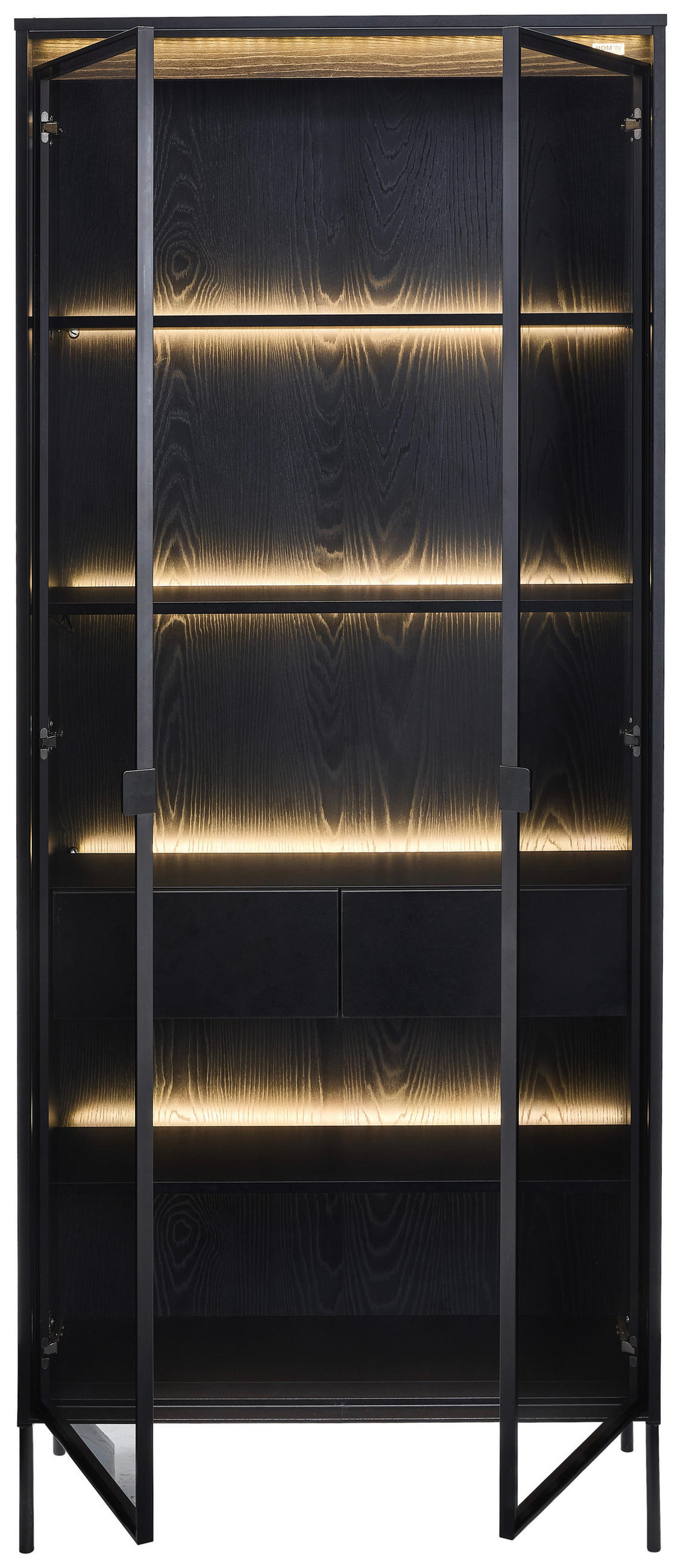 VITRINE in Schwarz  - Schwarz, Design, Glas/Holzwerkstoff (86/204/34cm) - Hom`in