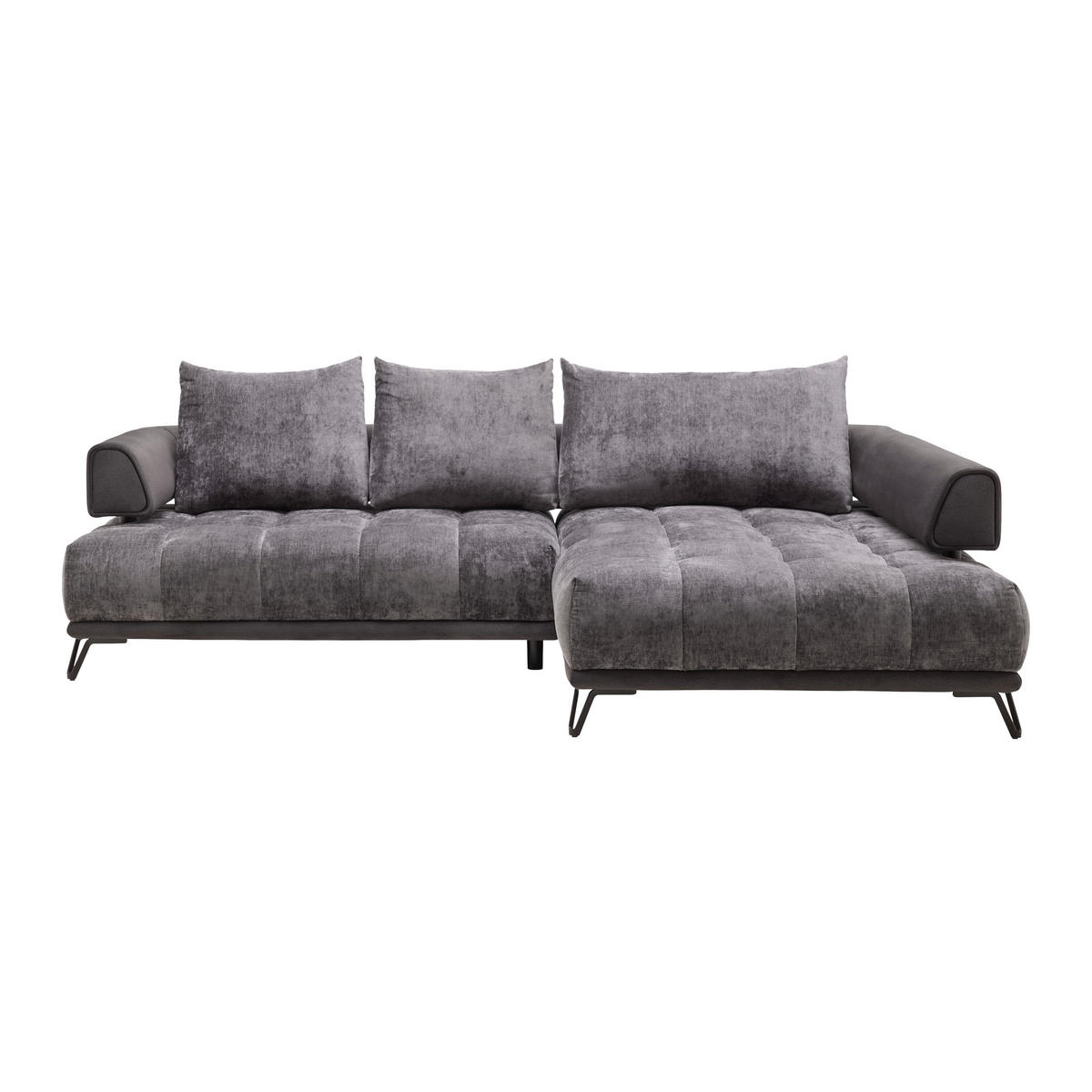 HÖRNSOFFA i grafitfärgad  - grafitfärgad/svart, Modern, metall/textil (262/184cm) - MID.YOU