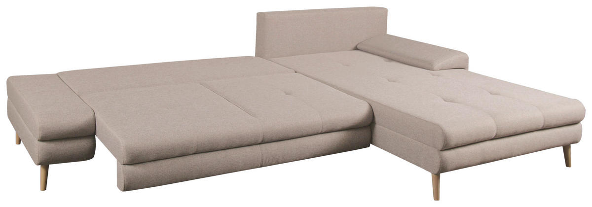ECKSOFA Beige Webstoff  - Beige/Anthrazit, Trend, Holz/Textil (313/215cm) - MID.YOU