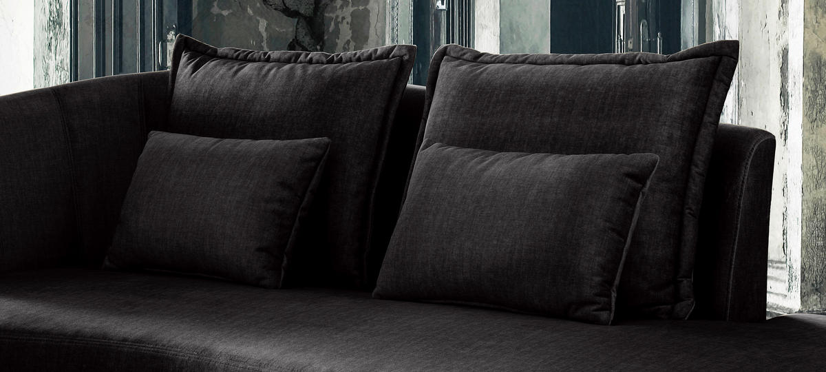 OTTOMANE in Velours Anthrazit  - Anthrazit/Schwarz, Modern, Textil/Metall (211/85/101cm) - Livetastic