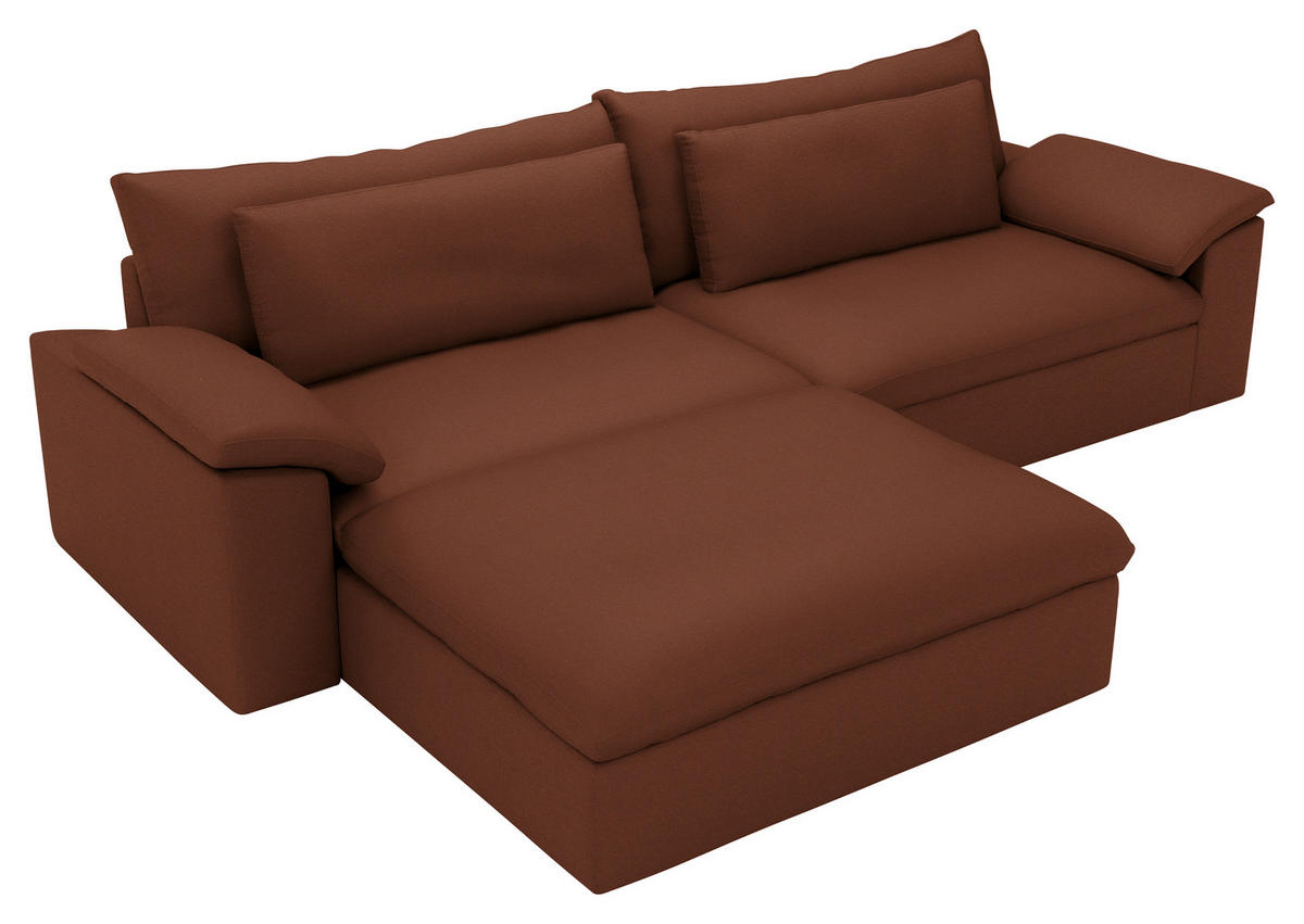 ECKSOFA  Chenille Rostfarben  - Rostfarben/Schwarz, Modern, Kunststoff/Textil (198/306cm) - Carryhome