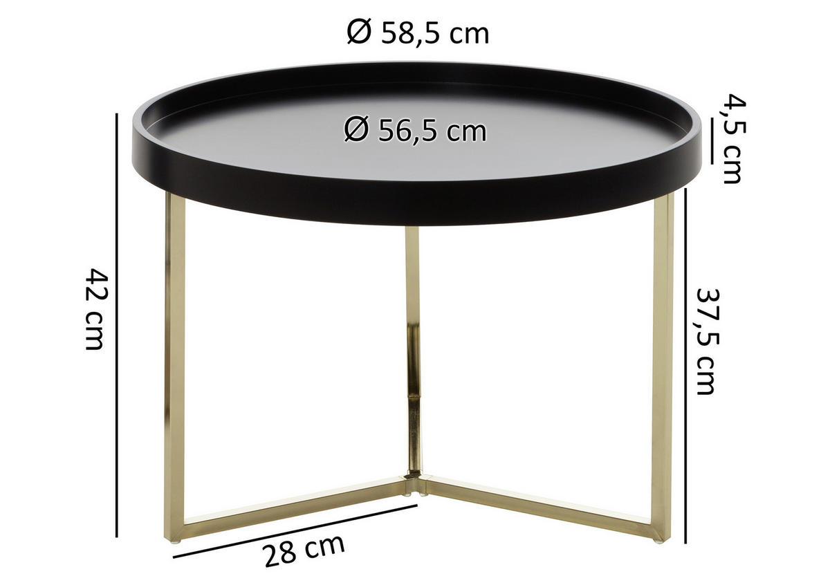 COUCHTISCH in Holzwerkstoff, Holz 58,5/58,5/42 cm  - Goldfarben/Schwarz, Design, Holz/Holzwerkstoff (58,5/58,5/42cm) - MID.YOU
