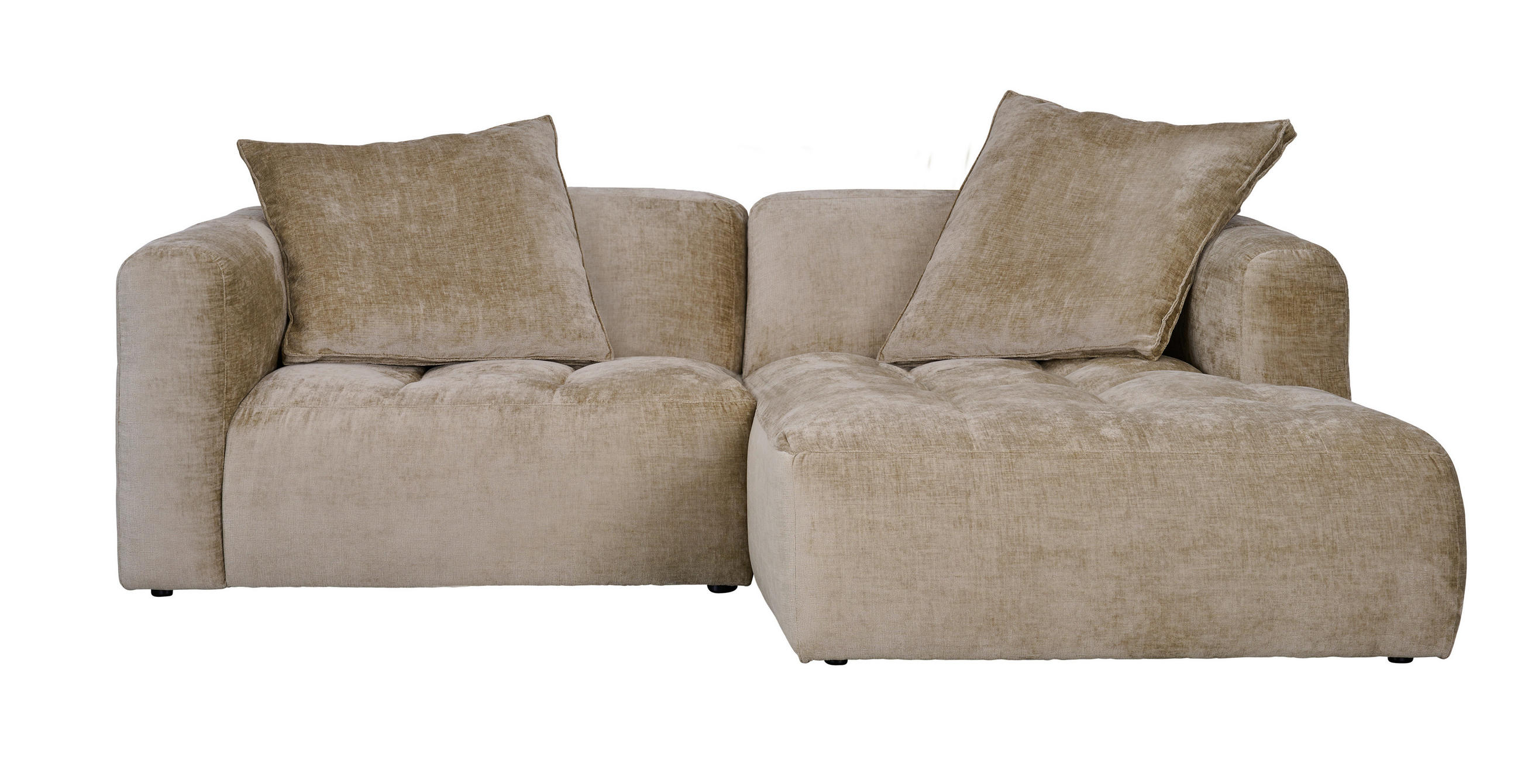 ECKSOFA Greige Chenille  - Greige/Schwarz, LIFESTYLE, Kunststoff/Textil (240/173cm) - Stylife