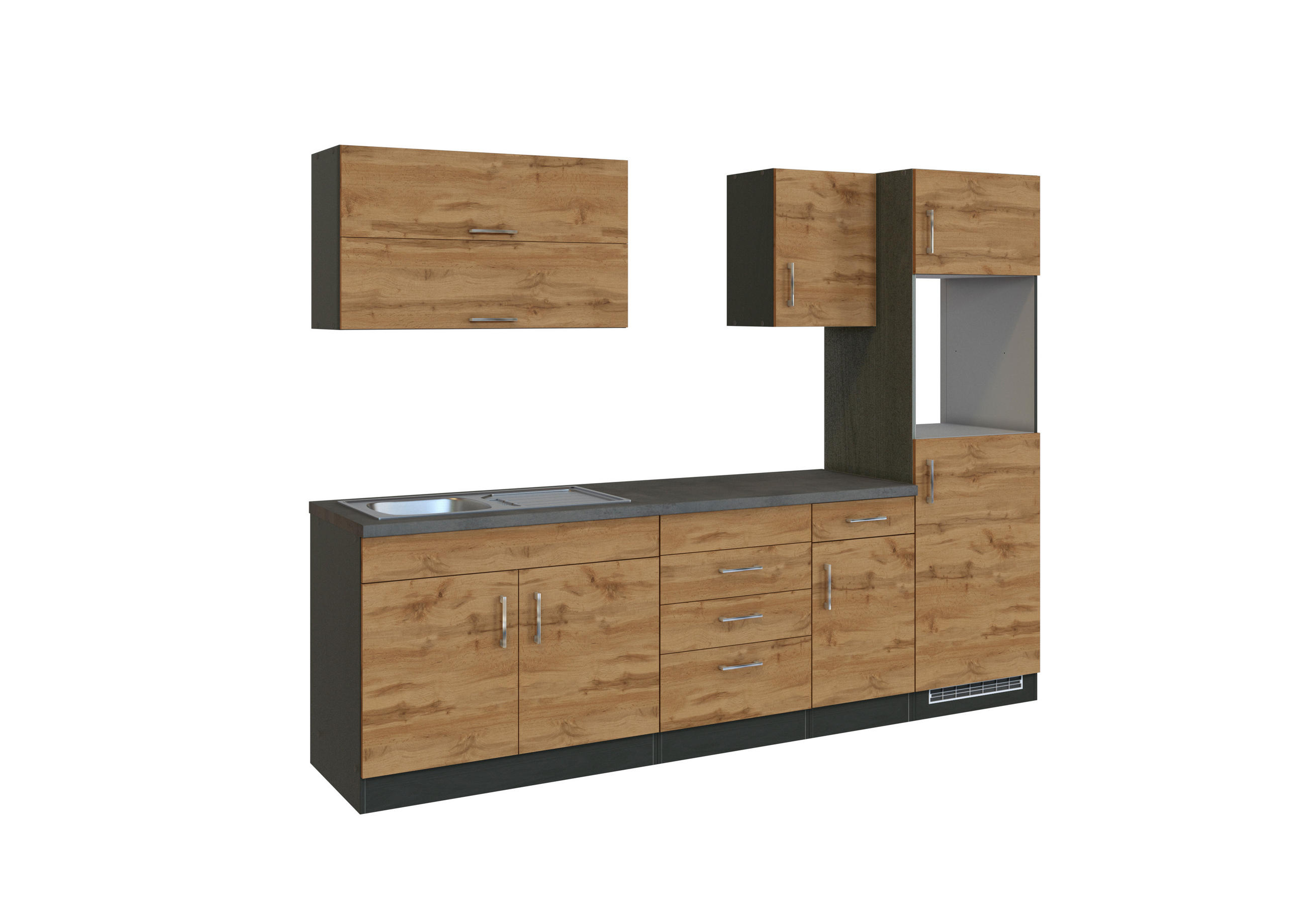 KÜCHENLEERBLOCK   in Eichefarben  - Eichefarben/Anthrazit, MODERN, Holzwerkstoff (270/200/60cm) - Held