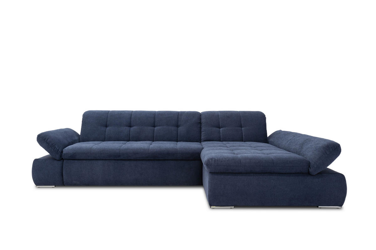 ECKSOFA in Mikrofaser Dunkelblau  300/172 cm  - Chromfarben/Dunkelblau, KONVENTIONELL, Textil/Metall (300/172cm) - MID.YOU