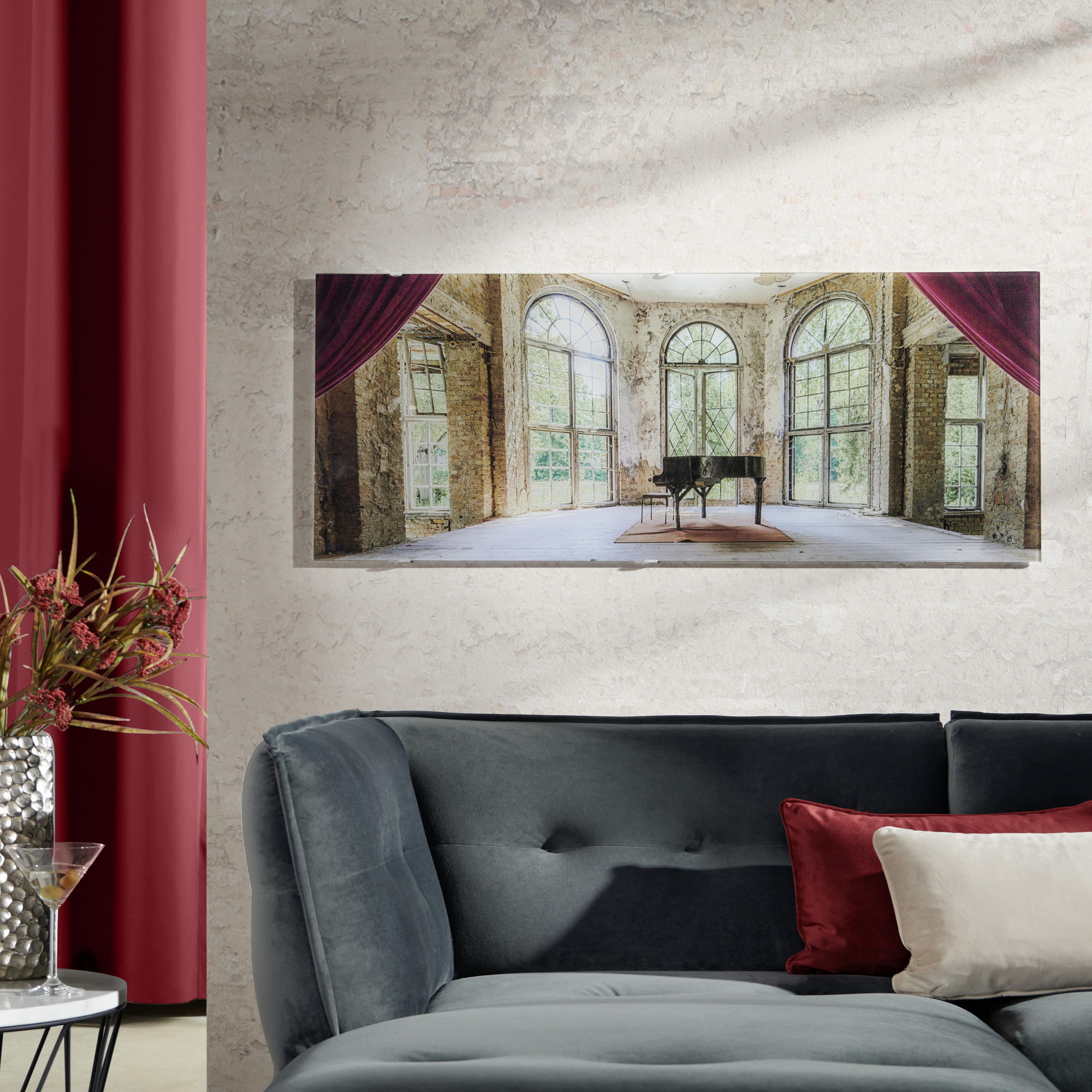 GLASBILD Architektur  - Multicolor, Trend, Glas (125/50/1,40cm) - Euroart