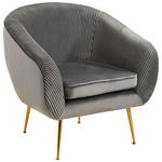 DESIGNSESSEL Samt Grau, Goldfarben    - Goldfarben/Grau, Trend (74/78/72cm) - Xora