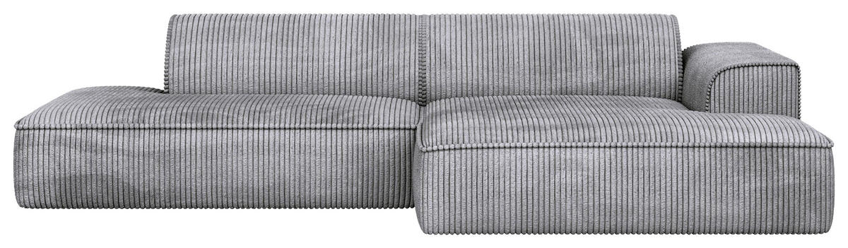 ECKSOFA BILLUND Hellgrau Cord Nierenkissen  - Hellgrau/Schwarz, KONVENTIONELL, Kunststoff/Textil (294/165cm) - Livetastic