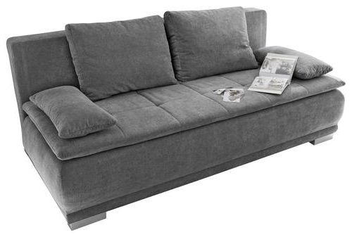 SCHLAFSOFA Mikrovelours Dunkelgrau  - Dunkelgrau/Silberfarben, MODERN, Kunststoff/Textil (208/93/105cm) - MID.YOU