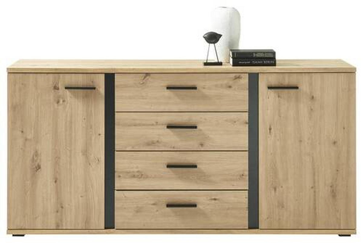 SIDEBOARD 170/84/40 cm  in Schwarz, Eichefarben  - Eichefarben/Anthrazit, Design, Holzwerkstoff/Kunststoff (170/84/40cm) - MID.YOU
