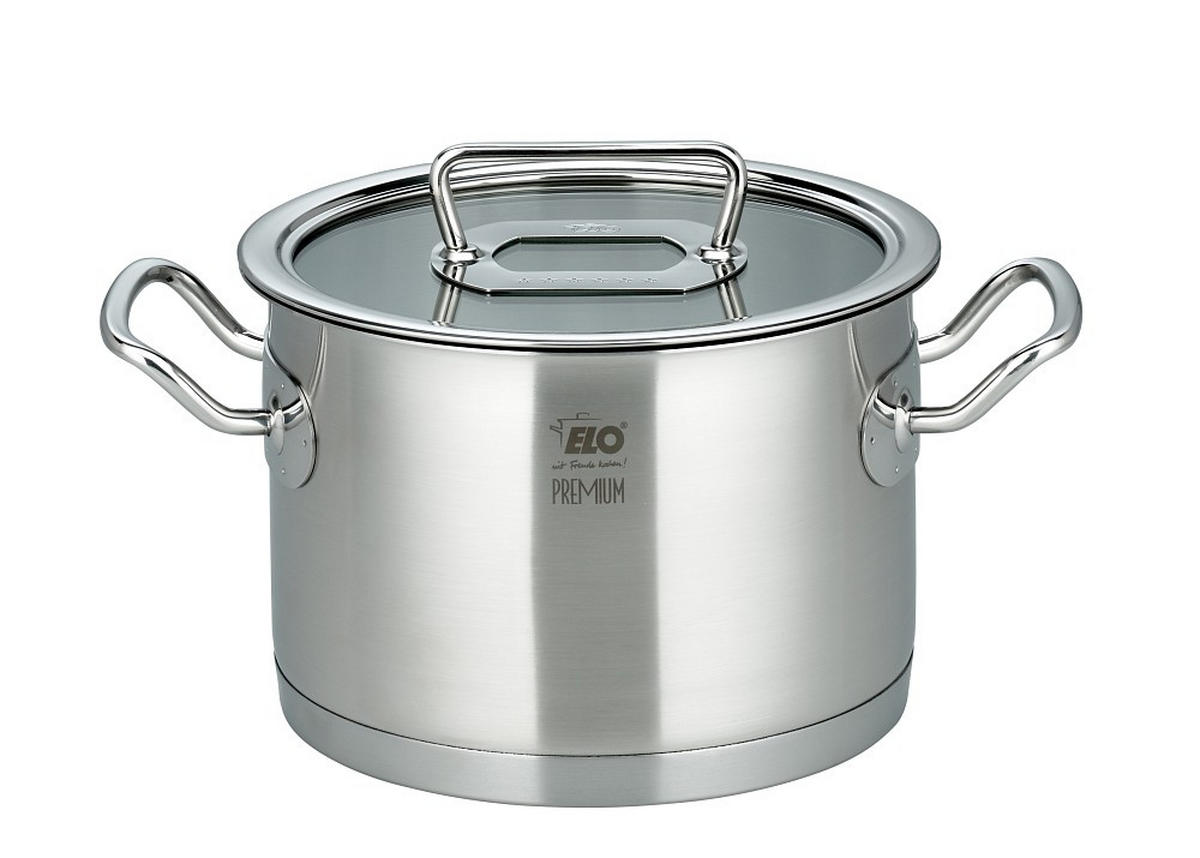 KOCHTOPFSET ELO Gourmet Plus 6-teilig  - Edelstahlfarben/Transparent, Design, Glas/Metall - ELO