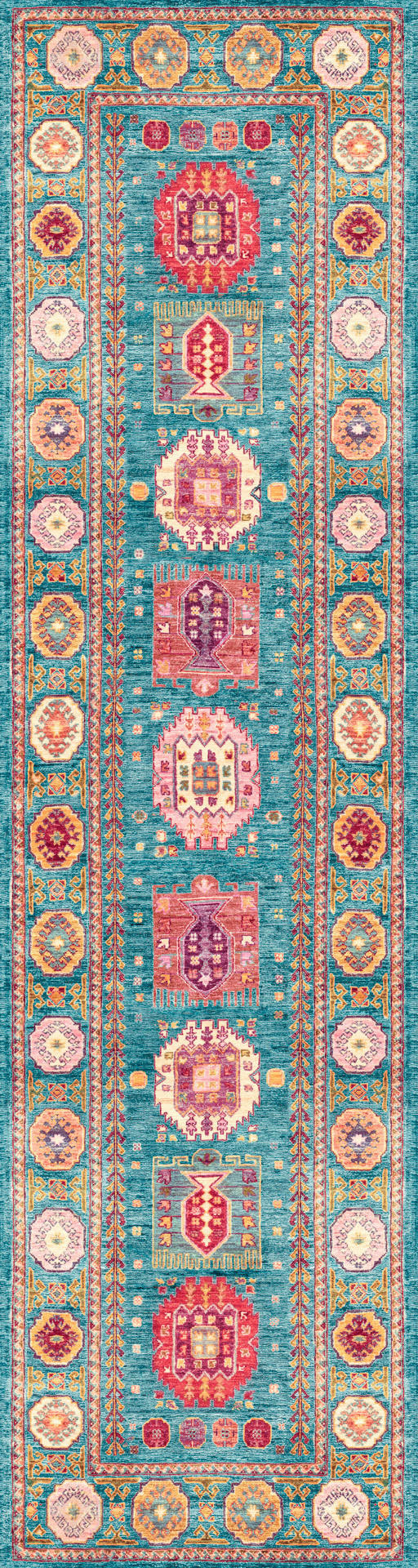 LÄUFER Cortea Khamil 80/300 cm  in Hellblau, Dunkelrosa, Elfenbein  - Elfenbein/Dunkelrosa, LIFESTYLE, Kunststoff/Textil (80/300cm) - Lindorug