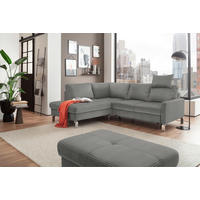 ECKSOFA in Mikrofaser Grau  - Chromfarben/Beige, Design, Textil/Metall (200/229cm) - Pure Home Lifestyle