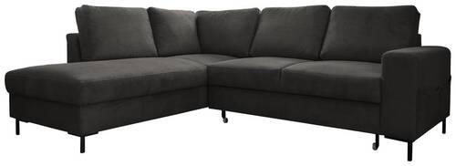 ECKSOFA in Cord Grau  - Schwarz/Grau, Design, Textil/Metall (197/237cm) - MID.YOU