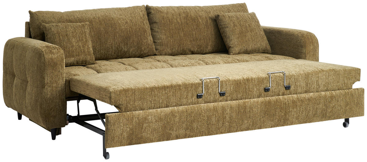 SCHLAFSOFA Flachgewebe Olivgrün  - Schwarz/Olivgrün, Design, Holz/Textil (236/88/101cm) - Lomoco
