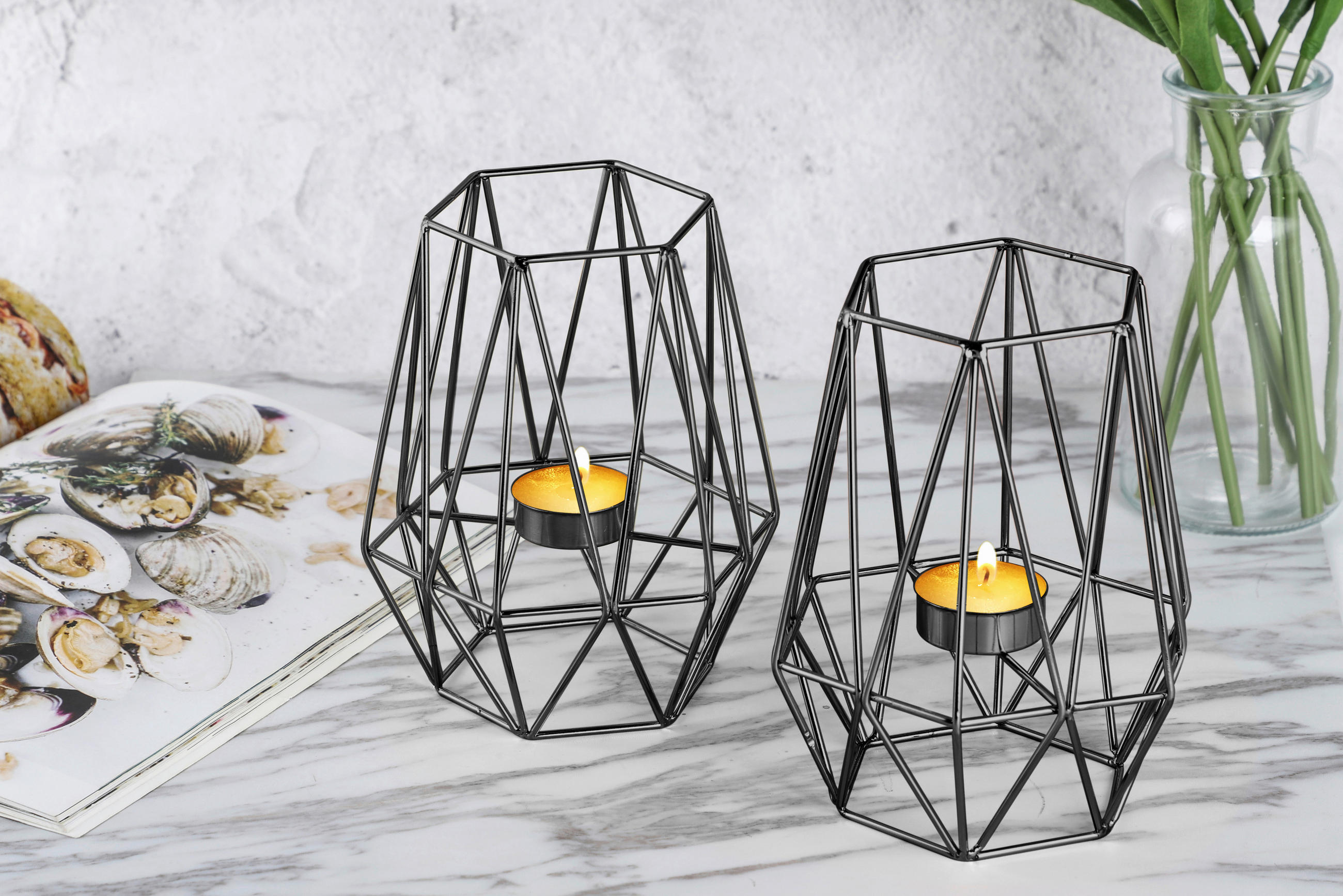 VÄRMELJUSHÅLLARE SET  - svart, Basics, metall (9,5cm) - Echtwerk