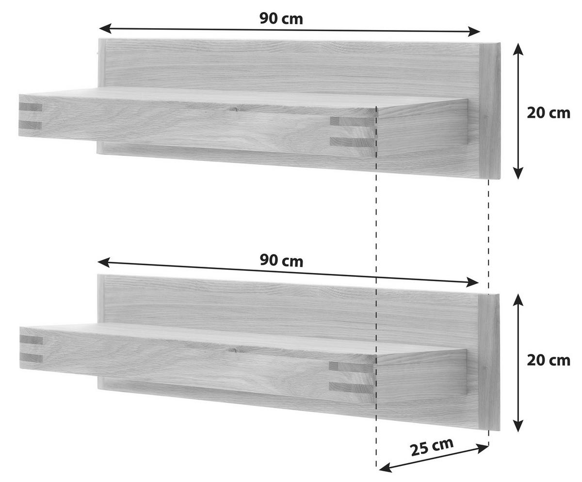 VÄGGHYLLA 90/20/25 cm  - ekfärgad, Design, trämaterial/trä (90/20/25cm) - Livetastic