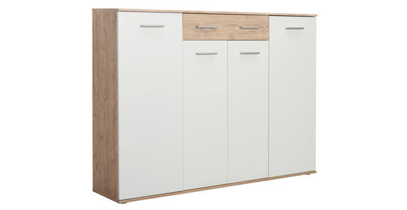 SCHUHSCHRANK 160/120/35 cm  - Eichefarben/Silberfarben, Design, Holzwerkstoff/Kunststoff (160/120/35cm) - Xora