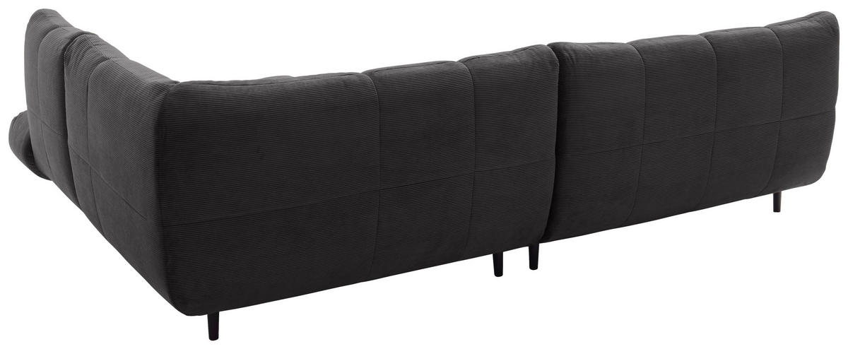 ECKSOFA Ottomane rechts, Eckteil  Mokka Feincord  - Schwarz/Mokka, Design, Holz/Textil (288/215cm) - Pure Home Lifestyle