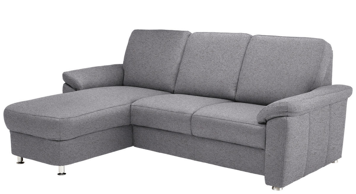 ECKSOFA in Flachgewebe Grau  - Chromfarben/Grau, Konventionell, Textil/Metall (163/220cm) - Beldomo System