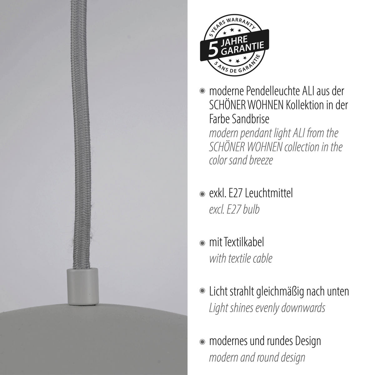 LED-PENDELLEUCHTE SW ALI 38/38/120 cm   - Sandfarben, Design, Kunststoff/Metall (38/38/120cm) - Schöner Wohnen
