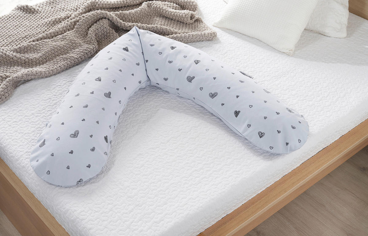 STILLKISSENBEZUG 190 cm   - Blau/Hellgrau, Basics, Textil (190cm) - Theraline