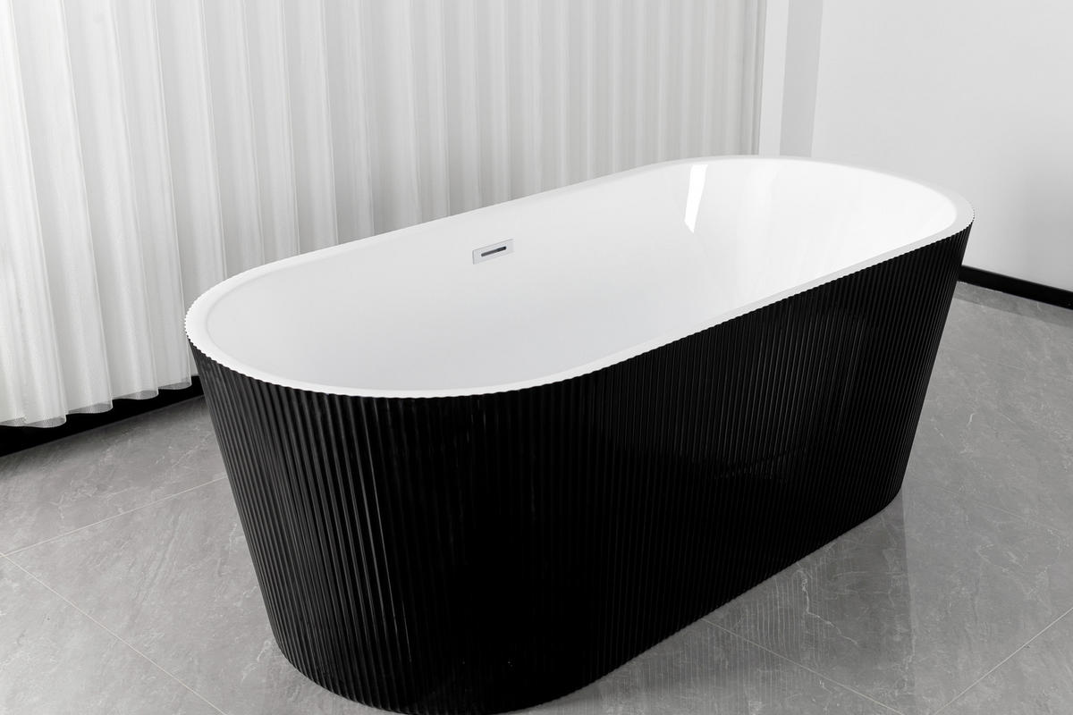 BADEWANNE freistehend   - Schwarz/Weiß, KONVENTIONELL, Kunststoff (75/58/170cm) - Sanotechnik