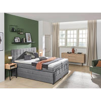 BOXSPRINGBETT 160/200 cm  in Hellgrau  - Hellgrau/Schwarz, Konventionell, Holz/Holzwerkstoff (160/200cm) - Moderano