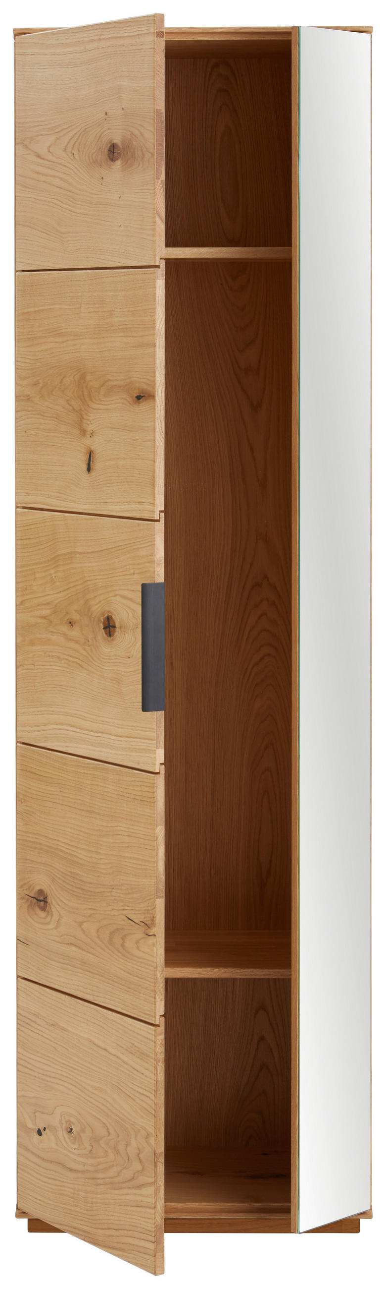 GARDEROBENSCHRANK  in 60/202/38 cm  - Eichefarben/Schwarz, Natur, Glas/Holz (60/202/38cm) - Linea Natura